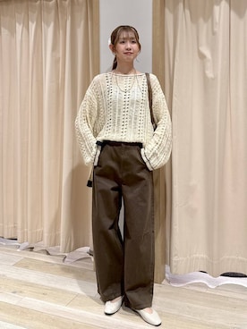「LEPSIM（レプシィム）のロングハンドルボストン　579910（ボストンバッグ、ブラウン系）」を使った、mai0513lpさん（レディース）の春コーディネート