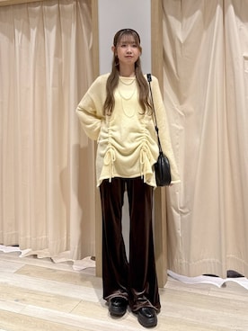 「LEPSIM（レプシィム）の3連ボールネックレス　287544（ネックレス、ホワイト系）」を使った、mai0513lpさん（レディース）の冬コーディネート