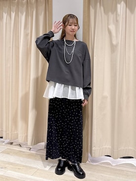 「LEPSIM（レプシィム）の3連ボールネックレス　287544（ネックレス、シルバー系）」を使った、mai0513lpさん（レディース）の春コーディネート