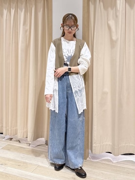 「LEPSIM（レプシィム）のアソート伊達メガネ　630043（メガネ、ブラック系）」を使った、mai0513lpさん（レディース）の春コーディネート
