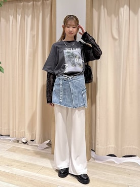 「LEPSIM（レプシィム）の2WAYベルト厚底サボ　578034（サンダル、ブラック系）」を使った、mai0513lpさん（レディース）の春コーディネート