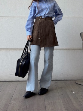 「RODE SKO（ロデスコ）のPas De DANSE　Eclipse Bag large（ボストンバッグ、ブラック系）」を使った、hrfw0130さん（レディース・161cm）の春コーディネート