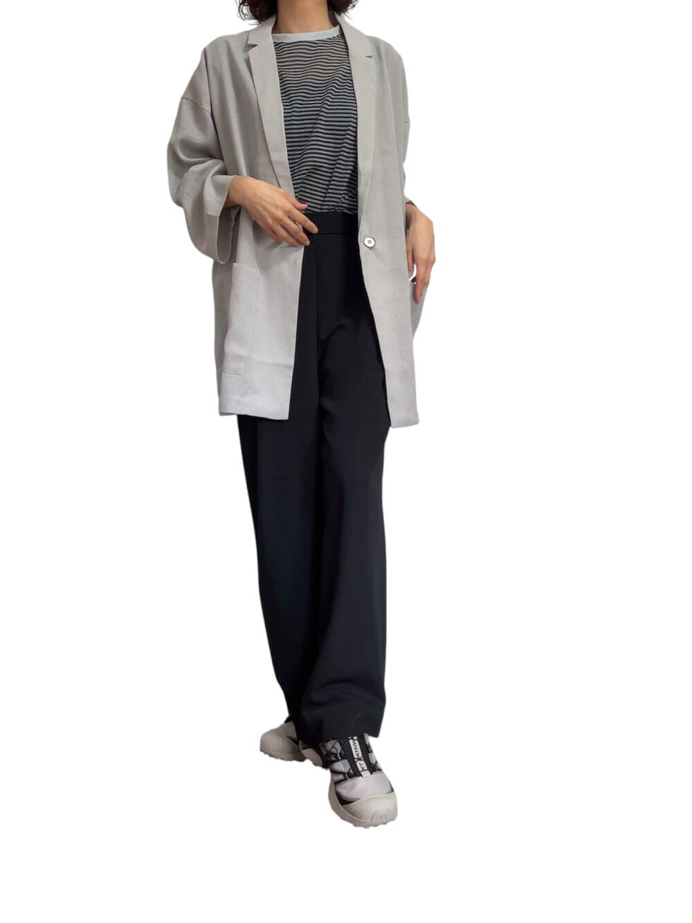 6（ロク）の「＜6(ROKU)＞コットンナイロン シアー ボーダー Tシャツ