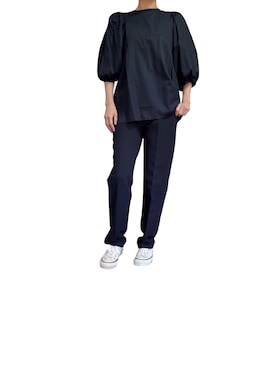 「6（ロク）の＜6(ROKU)＞VOLUME SHORT SLEEVE BLOUSE/ブラウス（シャツ/ブラウス、ブラック系）」を使った、mmmmm000 _styleさん（レディース・161cm）の秋コーディネート