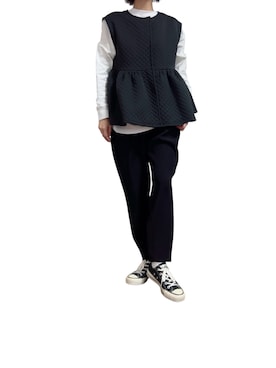 「coca（coca）（コカ）のキルティングベスト（ベスト、ブラック系）」を使った、mmmmm000 _styleさん（レディース・161cm）の春コーディネート