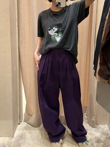 ロク　ベージュ　コットンレーヨンタックパンツ 6(ROKU)＞コットンレーヨン タックパンツ（スラックス）｜6