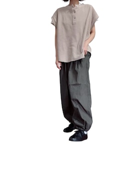 「6（ロク）の＜6(ROKU)＞HENLY NECK KNIT/ニット（ニット/セーター、ベージュ系）」を使った、mmmmm000 _styleさん（レディース・161cm）の夏コーディネート
