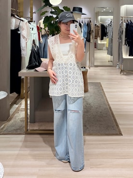 「LOUNGEDRESS（ラウンジドレス）の【GALENA/ガレナ】ロゴキャップ（キャップ、グレー系）」を使った、ancho3さん（レディース・153cm）の夏コーディネート