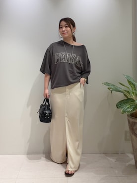 「LOUNGEDRESS（ラウンジドレス）の≪セットアップ可≫カットプリントプルオーバー（Tシャツ/カットソー、グレー系）」を使った、ancho3さん（レディース・153cm）の秋コーディネート