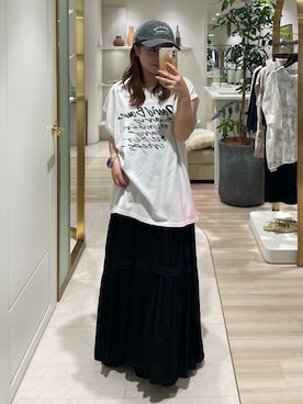 「LOUNGEDRESS（ラウンジドレス）の【GOOD ROCK SPEED】DAVID BOWIE フレンチT（Tシャツ/カットソー、ホワイト系）」を使った、ancho3さん（レディース・153cm）の春コーディネート