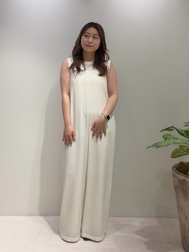 「LOUNGEDRESS（ラウンジドレス）のキャミオールインワン（サロペット/オーバーオール、ホワイト系）」を使った、ancho3さん（レディース・153cm）の夏コーディネート