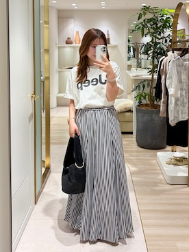 「LOUNGEDRESS（ラウンジドレス）の【GOOD ROCK SPEED】Jeep®︎ クラックT（Tシャツ/カットソー、ホワイト系）」を使った、ancho3さん（レディース・153cm）の夏コーディネート