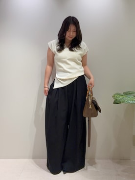 「LOUNGEDRESS（ラウンジドレス）の2WAYツヤニット（ニット/セーター、ホワイト系）」を使った、ancho3さん（レディース・153cm）の夏コーディネート