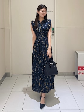 「JILL by JILL STUART（ジルバイジルスチュアート）のシフォンプリーツワンピース（ワンピース、ブルー系）」を使った、ayujillby98さん（レディース・163cm）の夏コーディネート