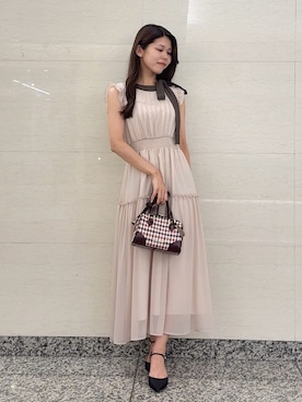 「JILL by JILL STUART（ジルバイジルスチュアート）のサイドリボンフレアワンピース（ワンピース、ピンク系）」を使った、ayujillby98さん（レディース・163cm）の夏コーディネート