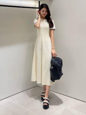 「JILL by JILL STUART（ジルバイジルスチュアート）のカノコポロシャツワンピース（ワンピース、ホワイト系）」を使った、ayujillby98さん（レディース・163cm）の夏コーディネート