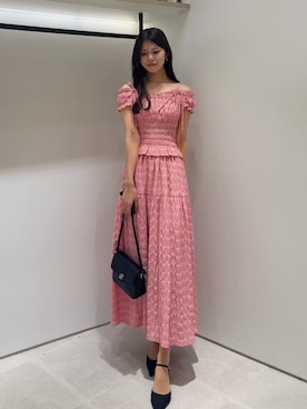 「JILL by JILL STUART（ジルバイジルスチュアート）の2wayスリーブシュリンクワンピース（ワンピース、レッド系）」を使った、ayujillby98さん（レディース・163cm）の夏コーディネート