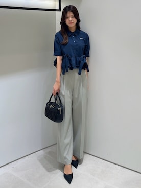 「JILL by JILL STUART（ジルバイジルスチュアート）の◇ワイドパンツ（その他パンツ、グレー系）」を使った、ayujillby98さん（レディース・163cm）の春コーディネート