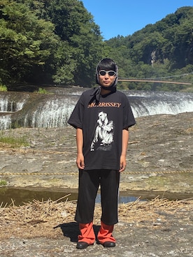 「NIKE（ナイキ）のアイテム（その他パンツ、ブラック系）」を使った、無我藤子さん（メンズ・172cm）の秋コーディネート