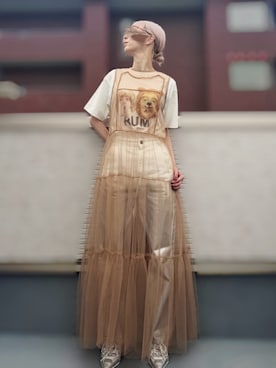 「JETLINK（ジェットリンク）のアイテム（Tシャツ/カットソー、ホワイト系）」を使った、amuさん（レディース・158cm）の秋コーディネート