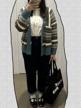 「MARC JACOBS（マークジェイコブス）のアイテム（トートバッグ）」を使った、キャシーさん（レディース・160cm）の冬コーディネート