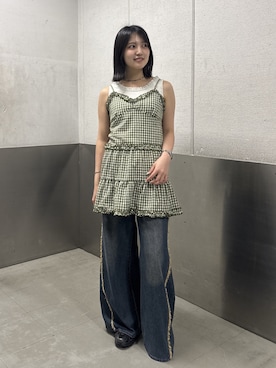 「w closet（ダブルクローゼット）のアイテム（デニムパンツ）」を使った、kotwcloさん（レディース・166cm）の夏コーディネート