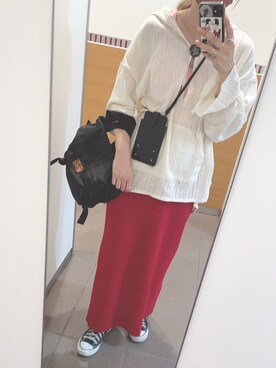 「Ameri（アメリ）のアイテム（パーカー）」を使った、えりんこりにすたさん（レディース・156cm）の春コーディネート