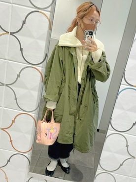 「ニット/セーター」｜「アイテム（モッズコート）」を使った、えりんこりにすたさん（レディース・156cm）の秋コーディネート