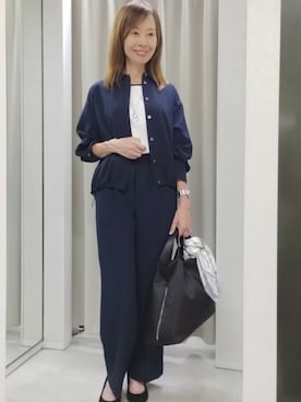 「UNTITLED（アンタイトル）の【セットアップ可/UVカット/接触冷感】エアリークールドロストシャツ（シャツ/ブラウス、ブルー系）」を使った、mm20008849さん（レディース）の夏コーディネート