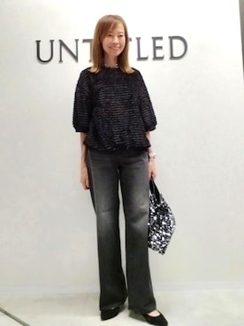 「UNTITLED（アンタイトル）の【新色追加/人気デニム】MAKE×DENIM WIDE（デニムパンツ、ブラック系）」を使った、mm20008849さん（レディース）の秋コーディネート