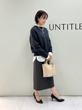 「UNTITLED（アンタイトル）の【セットアップ可/ゆったり】ウール混ラメニット（ニット/セーター、グレー系）」を使った、Mikiさん（レディース・160cm）の冬コーディネート