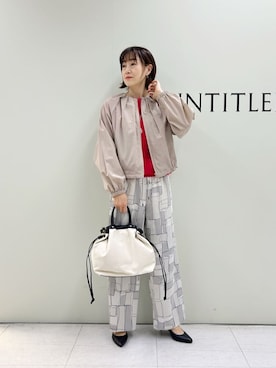 「UNTITLED（アンタイトル）の【セットアップ可/はっ水】シャイニータイプライターブルゾン（ブルゾン、ベージュ系）」を使った、Mikiさん（レディース・160cm）の春コーディネート