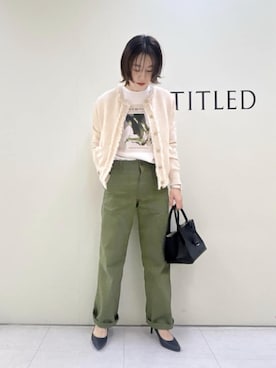 「UNTITLED（アンタイトル）の【洗える/ジャケット風】ツイードニットカーディガン（カーディガン/ボレロ、ベージュ系）」を使った、Mikiさん（レディース・160cm）の春コーディネート