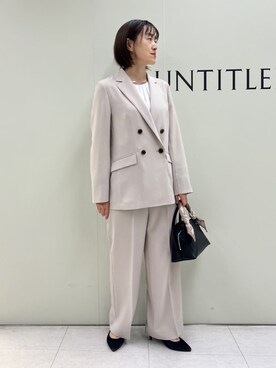 「UNTITLED（アンタイトル）の【新色追加/セットアップ可】エアリー ダブルブレストジャケット（テーラードジャケット、ベージュ系）」を使った、Mikiさん（レディース・160cm）の冬コーディネート