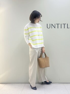 「UNTITLED（アンタイトル）の【ゆったり/洗える】クロップドニットプルオーバー（ニット/セーター、ホワイト系）」を使った、Mikiさん（レディース・160cm）の冬コーディネート