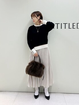 「UNTITLED（アンタイトル）の【アンサンブル可/洗える】ウールミラノリブニット（ニット/セーター、ブラック系）」を使った、Mikiさん（レディース・160cm）の秋コーディネート