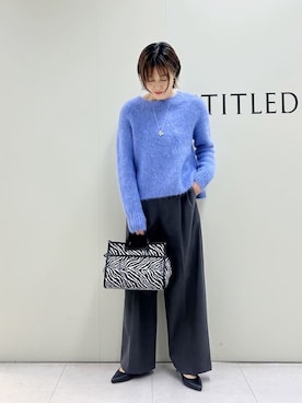 「UNTITLED（アンタイトル）の【ゆったり】アルパカ混シャギーニット（ニット/セーター、ブルー系）」を使った、Mikiさん（レディース・160cm）の秋コーディネート