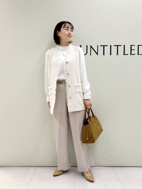 「UNTITLED（アンタイトル）の【オンオフ使える】スラブツイード ジレ（ベスト、ベージュ系）」を使った、Mikiさん（レディース・160cm）の冬コーディネート