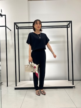 「Reflect（リフレクト）のウエストギャザー総シフォンワンピース（ワンピース、ブラック系）」を使った、Mikiさん（レディース・160cm）の春コーディネート