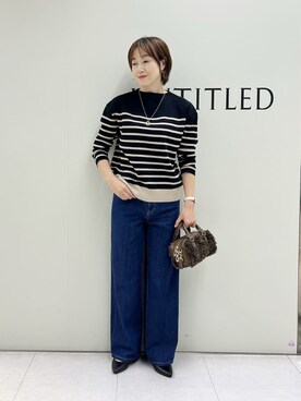 「UNTITLED（アンタイトル）の【洗える】モックネックミラノリブニット（ニット/セーター、ブラック系）」を使った、Mikiさん（レディース・160cm）の秋コーディネート