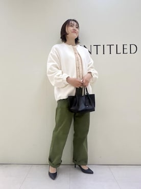 「UNTITLED（アンタイトル）の【春アウター/ゆったり】ダンボールジップブルゾン（ブルゾン、ホワイト系）」を使った、Mikiさん（レディース・160cm）の春コーディネート