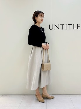 「UNTITLED（アンタイトル）の【スタイリッシュ/オンオフ兼用】ウールチェスターコート（チェスターコート、グレー系）」を使った、Mikiさん（レディース・160cm）の秋コーディネート
