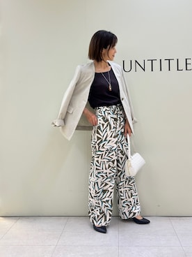 「UNTITLED（アンタイトル）の【羽織り物インナーにおすすめ】スクエアネックプルオーバー（Tシャツ/カットソー、ブラウン系）」を使った、Mikiさん（レディース・160cm）の春コーディネート