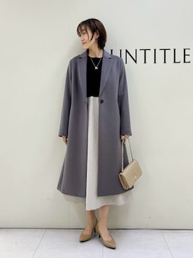 「UNTITLED（アンタイトル）の【スタイリッシュ/オンオフ兼用】ウールチェスターコート（チェスターコート、グレー系）」を使った、Mikiさん（レディース・160cm）の秋コーディネート