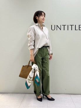 「UNTITLED（アンタイトル）の◆【コットン100/洗える】コットンブロードAラインシャツ（シャツ/ブラウス、ベージュ系）」を使った、Mikiさん（レディース・160cm）の冬コーディネート