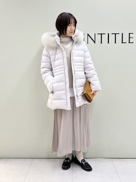 「UNTITLED（アンタイトル）の【はっ水機能/フード取り外し可】ミディダウンコート（ダウンジャケット/コート、グレー系）」を使った、Mikiさん（レディース・160cm）の冬コーディネート