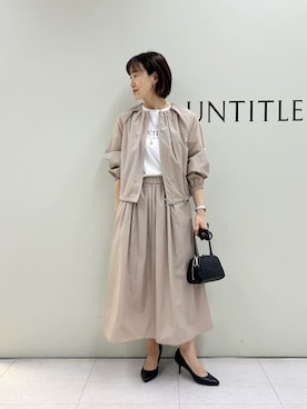 「UNTITLED（アンタイトル）の【セットアップ可/はっ水】シャイニータイプライターブルゾン（ブルゾン、ベージュ系）」を使った、Mikiさん（レディース・160cm）の春コーディネート