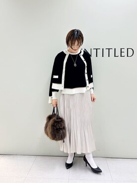 「UNTITLED（アンタイトル）の【アンサンブル可/ジャケット風】ウールミラノリブカーディガン（カーディガン/ボレロ、ブラック系）」を使った、Mikiさん（レディース・160cm）の秋コーディネート
