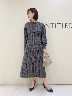 「UNTITLED（アンタイトル）の【洗える/きれいめ】クラシカルツイードワンピース（ワンピース、ブルー系）」を使った、Mikiさん（レディース・160cm）の春コーディネート