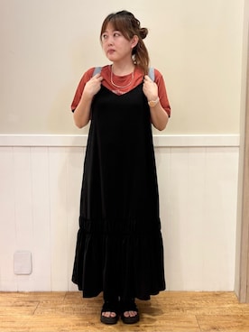「SHOO・LA・RUE（シューラルー）の【S-LL/ひんやり/UV】選べる6柄でそれぞれ欲しくなる プリントTシャツ（Tシャツ/カットソー、レッド系）」を使った、ハチさん（レディース・156cm）の夏コーディネート